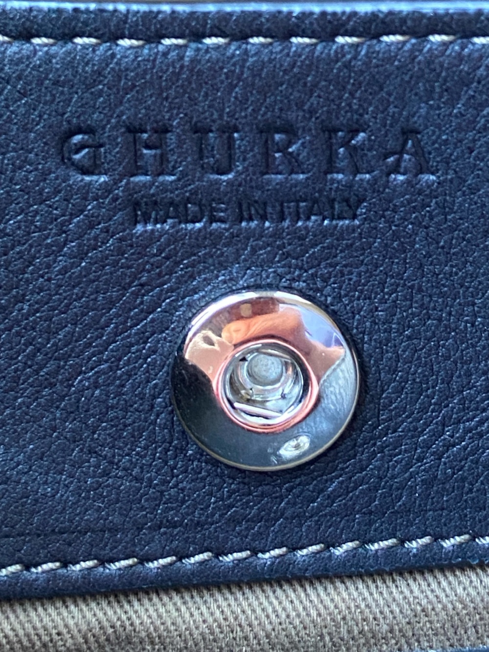 Ghurka Chandra Black Leather Shoulder Bag with Silver Coin Accent - Picture 4 of 5